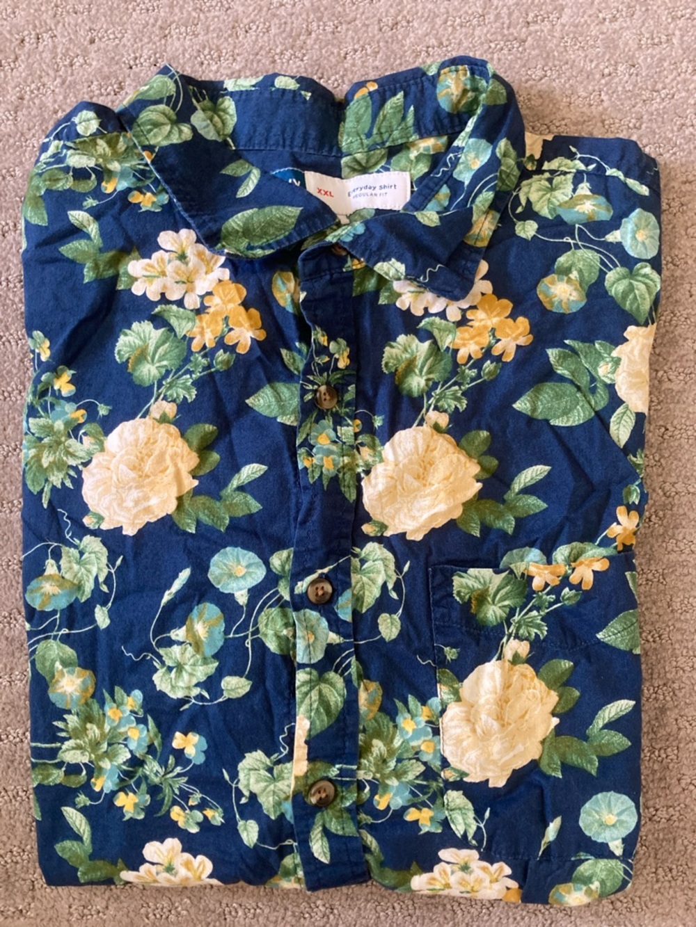OLD NAVY blue floral Everyday Shirt, Sz XXL.